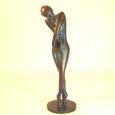 DEMURE [miniature]  size: 8" x 2.5" x 2.5" (includes base)  weight: 2 lbs  cast bronze