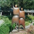 I AM ARMS RAISED (LARGE)    size: 56" x 18" x 6" (average, each figure)    weight: 140 lbs (each figure)   cast bronze 