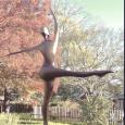 SHE DANCES (LARGE)    size: 86" head height (120" total height of figure) x 84" wide x 12"   weight: 180 lbs    cast bronze 