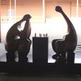 THE GAME  (LARGE)  size: 96" x 60" x 32" (two figures and game board)    weight: 680 lbs   cast bronze 